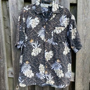 Vintage Summa Cotton Hawaiian Leaf print short sleeve Button down with p…